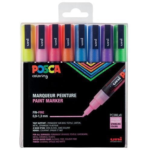 POSCA Glitter paint marker fine 8 stk - Posca