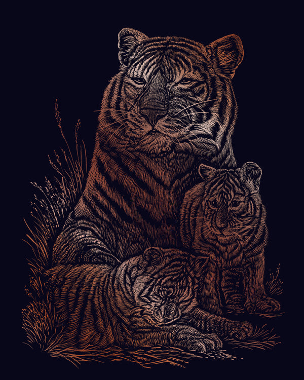 Skrabebilleder - Kobber tigere