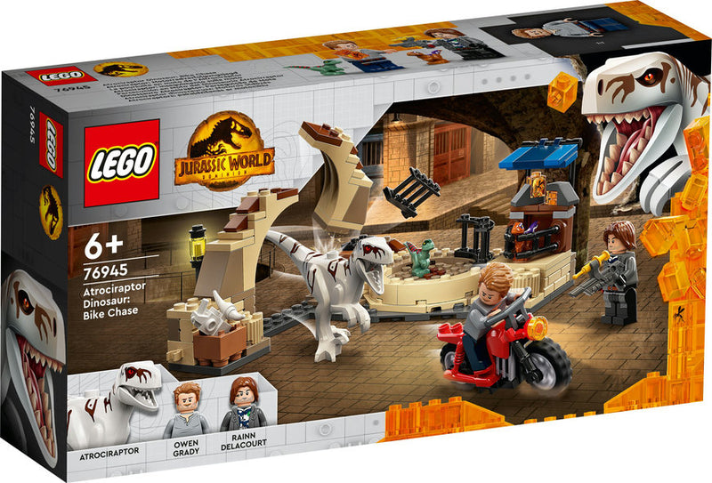 LEGO Jurassic World - Atrociraptor-dinosaur: motorcykeljagt