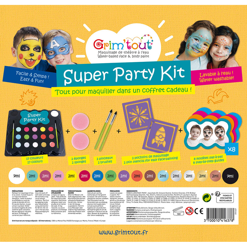 Grim'Tout - Teatersminke - 17 farver - Super Party Kit