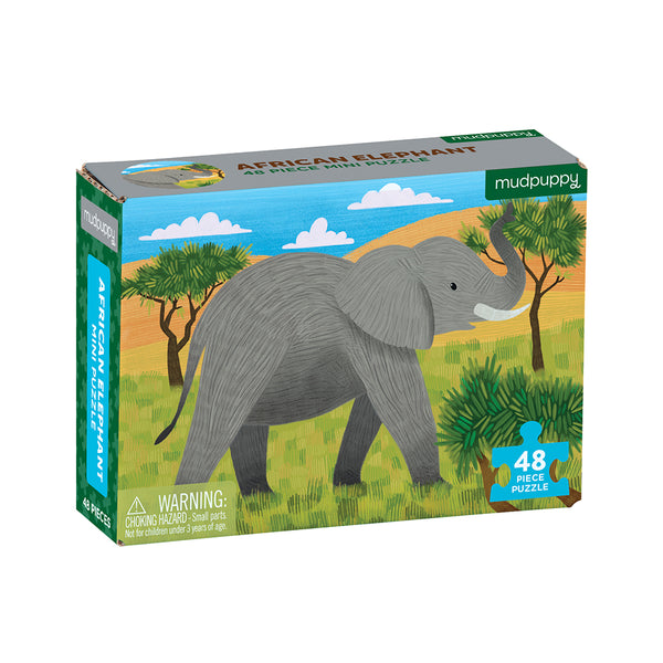 Mudpuppy - Mini puslespil 48 brk - Afrikansk elefant