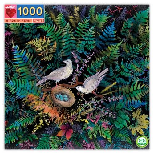 eeBoo - puslespil 1000 brikker - Fugle i bregne - eeboo