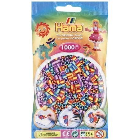 Hama perler - Stribet Mix: rød/gul - lilla/lyserød - blå/grøn - Hama