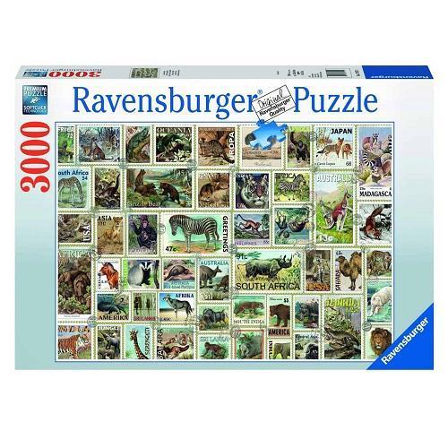 Ravensburger Puslespil - Frimærker med dyr - 3000 brikker - Ravensburger